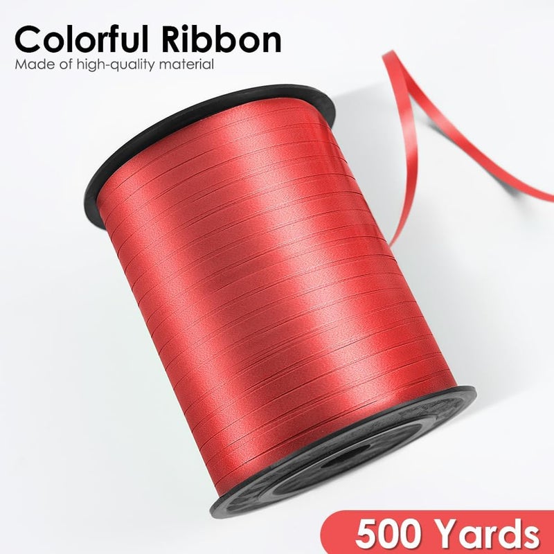 VISPAD Red Curling Ribbon, 3/16" x 500 Yards, Polyester, Multi-purpose, Solid Red, Classic, For Special Occasions - Image 2